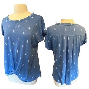 IZOD Cactus Print Tie Hem Comfy Short Sleeve Loose Size Large​​​​​​​​​​​​​